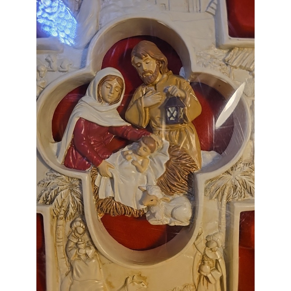 Family Christian ~Nativity‎ Wall Cross 9in Resin ~Mary~Joseph ~Baby Jesus ~NIB